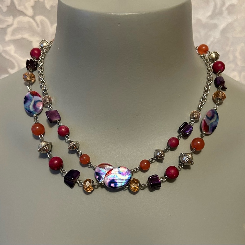 Beaded 38 Inch Necklace, Double Up Or Wear In Single Strand, Boho